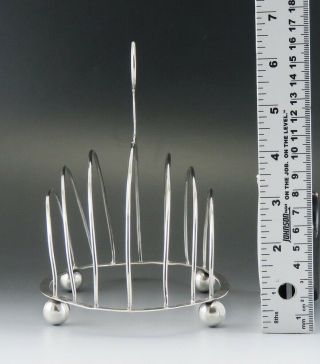 Antique c1780 English Hester Bateman Sterling Silver Toast Rack Lion Crest 5