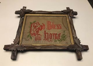 Victorian Paper Punch " God Bless Our Home " Sampler Framed In Frame
