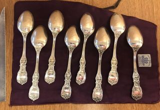 8 Francis I Sterling Silver Dessert/Oval Soup Spoons 7.  25 
