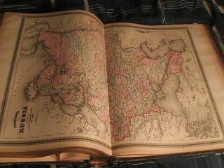 1881 JOHNSON ' S FAMILY ATLAS LARGE COLORED MAPS COMPLETE RARE 18 X 13 9