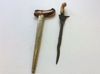 Old Antique Indonesian Madurese Keris Kris Sword Dagger Unusual Blade
