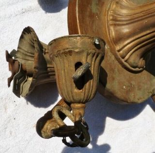 Antique 4 Light Pan Type Ceiling Fixture,  Brass,  Early 1900 ' s,  Vintage? 4