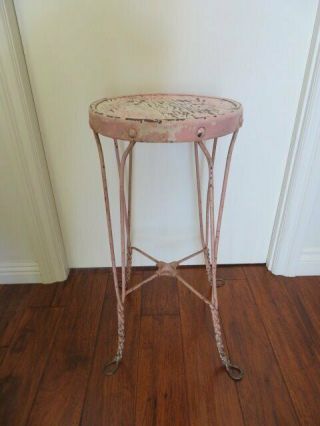 The Best Old Vintage 26 " Tall Bar Stool Metal Wood Seat Chippy Pink