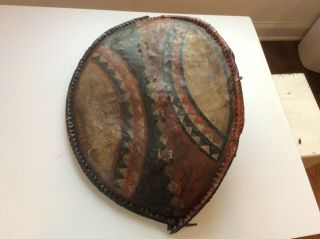 Old Antique African Massai Painted Shield No Sword Dagger