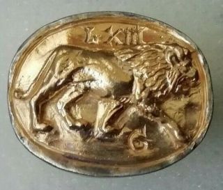 Rare Ancient Roman Silver Legionnaire Ring With Lion Inlaid Gold 24k Unique
