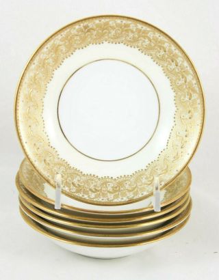Set 6 Special Bowls Doulton Artist Betteley Hb8532 Raised Gold Encrusted