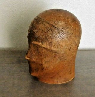 Vintage Wood Wooden Millinery Hat Block Head Mold Form Size with Facial Features 2