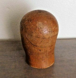 Vintage Wood Wooden Millinery Hat Block Head Mold Form Size with Facial Features 3