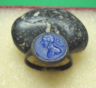 Ancient Bronze Ring Intaglio Authentic Antique R440