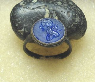 Ancient Bronze Ring Intaglio Authentic Antique R440 2