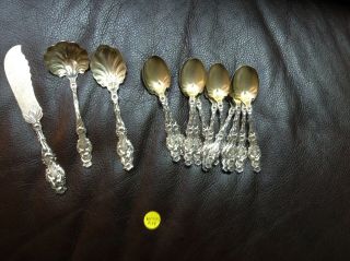 Whiting Lily 1902 Sterling Silver Gold Wash Coffee Spoon & More