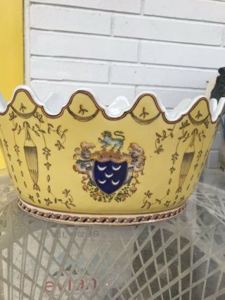 Toussi Court French Chinese Armorial Export Large Planter Bowl