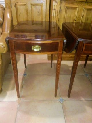 2 Ethan Allen 18th Century Mahogany Drop Leaf Side End Tables Cond.