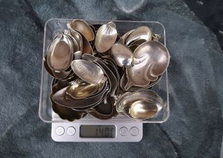 Sterling spoon bowls scrap 736 grams total spoon ring remnants 6
