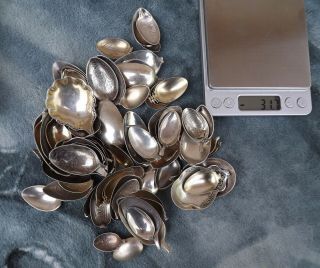 Sterling spoon bowls scrap 736 grams total spoon ring remnants 9