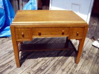 Antique Arts And Crafts Mission Style Oak Desk Library Table Writing Desk Drawer
