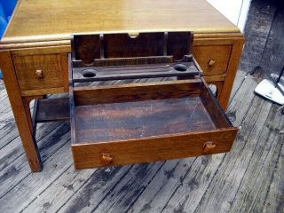 Antique Arts and Crafts Mission Style Oak Desk Library Table writing desk drawer 3