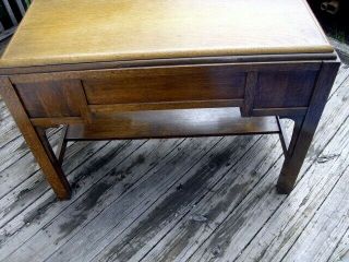 Antique Arts and Crafts Mission Style Oak Desk Library Table writing desk drawer 6