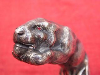 Rare Fine 19thC Austrian Silver Mounted Figural Walking Cane Jaguar Panther 12