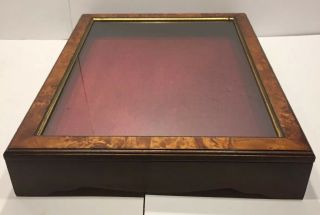 Vintage Hand Crafted Wood Show Or Display Case With Burl Design 4