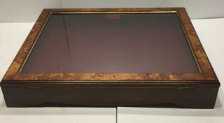 Vintage Hand Crafted Wood Show Or Display Case With Burl Design 5