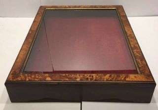 Vintage Hand Crafted Wood Show Or Display Case With Burl Design 6