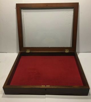 Vintage Hand Crafted Wood Show Or Display Case With Burl Design 7