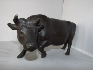 Antique Japanese Meiji Bronze Cow Signed Masamori Okimono