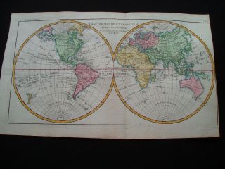 1780 Bonne Map World America Africa Australia Indonesia Middle East Europe Asia