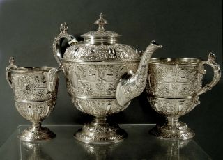 English Sterling Tea Set 1881 Cellini - Renaissance Revival 2