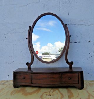 Chippendale Mahogany Small Vanity Bathroom Bedroom Dresser Top Mirror 9254