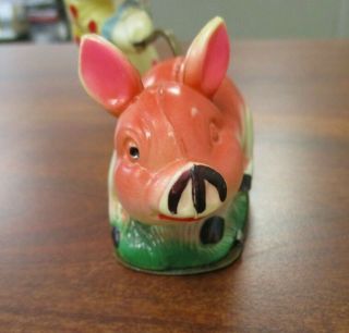 VINTAGE SHIMAZAKI MADE IN OCCUPIED JAPAN CELLULOID WIND UP JOLLY PIG & BOX 6