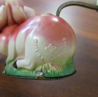 VINTAGE SHIMAZAKI MADE IN OCCUPIED JAPAN CELLULOID WIND UP JOLLY PIG & BOX 7