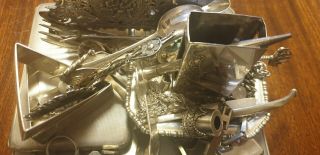 Scrap Silver - Spoons,  Cig Cases,  Tea Caddy etc Mostly Resalable 1108g - 1 Day 2
