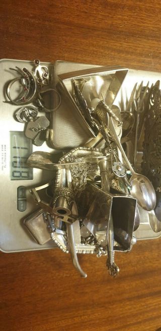 Scrap Silver - Spoons,  Cig Cases,  Tea Caddy etc Mostly Resalable 1108g - 1 Day 4