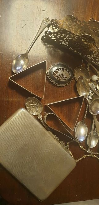 Scrap Silver - Spoons,  Cig Cases,  Tea Caddy etc Mostly Resalable 1108g - 1 Day 5