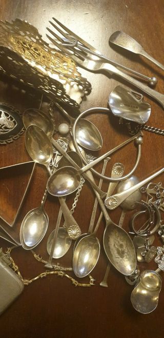 Scrap Silver - Spoons,  Cig Cases,  Tea Caddy etc Mostly Resalable 1108g - 1 Day 6