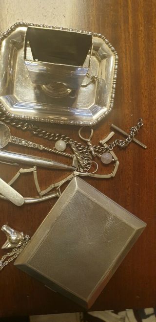 Scrap Silver - Spoons,  Cig Cases,  Tea Caddy etc Mostly Resalable 1108g - 1 Day 8