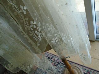 ANTIQUE HAND EMBROIDERED NET LACE VEIL / SHAWL - 80 X 80 INCHES 4