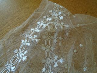 ANTIQUE HAND EMBROIDERED NET LACE VEIL / SHAWL - 80 X 80 INCHES 8