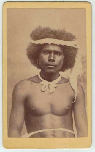 Hebrides / Vanuatu Native Man Cdv C 1880 Dufty Bros.  ? Pacific Islands Ethnic
