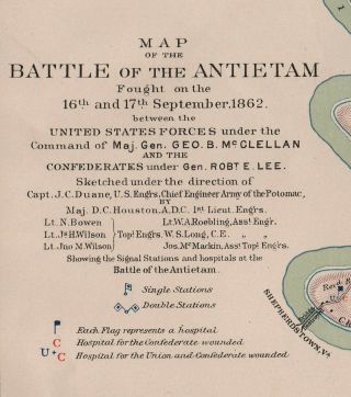 Antique Civil War Map BATTLE ANTIETAM Sharpsburg VA Virginia Gettysburg 5