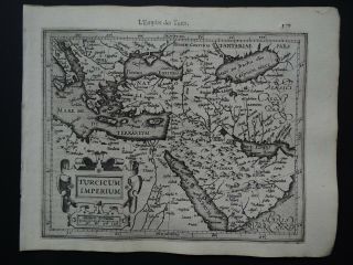 1608 Hondius Mercator Atlas Map Turkey Arabia Turcicum Imperium Turkish Empire