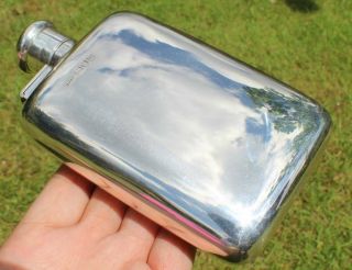 Antique Asprey Solid Silver Hip Flask 230ml C.  1911 (r3068)
