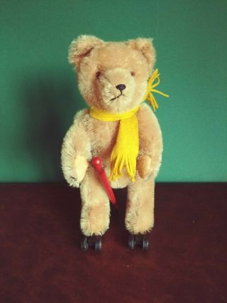 (Private Listing) Rare 1950s US Zone Schuco 7403 Tin Wind - up Rolly Bear 2