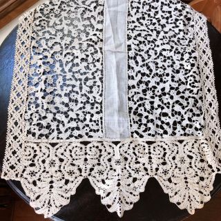 Antique Bobbin Lace Handmade Italian Milanese Cotton 1700s Old Rare Centerpiece