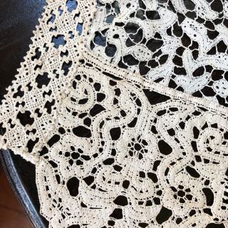 Antique Bobbin Lace Handmade Italian Milanese Cotton 1700s OLD Rare Centerpiece 4