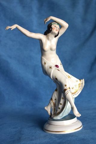 Antique Art Nouveau FLAPPER Deco Lady Exotic Dancer HERTWIG KATZHUTTE Figure 10