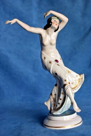 Antique Art Nouveau Flapper Deco Lady Exotic Dancer Hertwig Katzhutte Figure