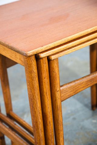 Mid Century Danish Modern Nesting Tables Hans Wegner Andreas Tuck Teak Oak 3 Set 10